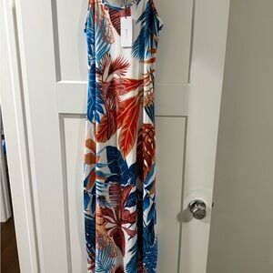 Charming Charlie Tropical Maxi Dress - Blue, Red, Orange